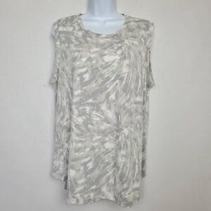 LuLaRoe Gray White Tie Dye Sleeveless Tunic L